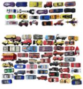 A mixed lot of various playworn die-cast vehicles, to include Dinky, Corgi, Matchbox, Hotwheels etc