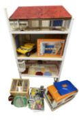 A vintage Sindy Mansion House, with original cardboard roof, with accessories to include: - A