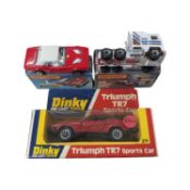 A trio of boxed die-cast cars, to include: - Matchbox Superfast 1 Dodge Challenger - Matchbox 45