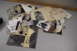 Collection of various vintage photographs, early 20th Century celebrities, many with facsimile