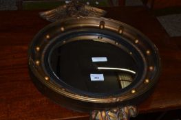 Reproduction Georgian style convex porthole mirror with eagle mount, 63cm high