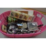 Basket of various assorted watches, costume jewellery etc