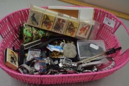 Basket of various assorted watches, costume jewellery etc