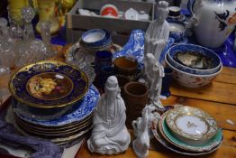 Mixed Lot: Various ceramics to include a Coalport cabinet plate (badly damaged), various blue and