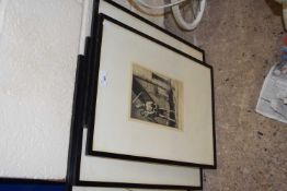 William Strang, a group of four monochrome engravings, scenes from Don Quixote , framed and glazed