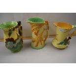 Three Art Deco style jugs by Burleigh ware