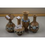 Collection of four small Doulton silicon ware type vases