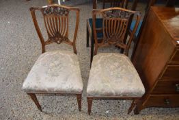 Pair of late 19th Century side chairs with floral upholstered seats
