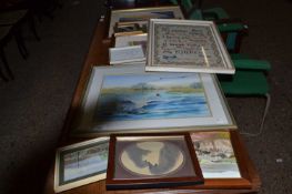 Mixed Lot: Pictures to include a range of Anne Edgell watercolours and further model needlework