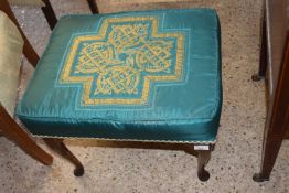 Small cabriole leg stool with Celtic style upholstery to the top