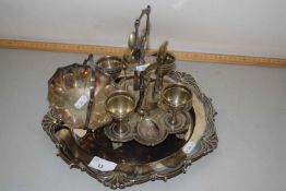 Mixed Lot: Silver plated egg cruet and other items