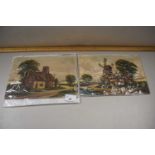 W E Plumstead, a pair of early 20th Century oil on board studies of a windmill and a rural church