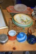 Mixed Lot: Langham Glass vases, various glass bowls, porcelain tazza etc