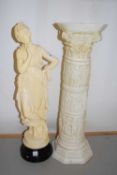 Modern composition figurine and accompanying pedestal stand
