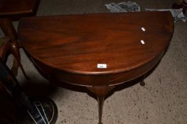 Mahogany demi lune hall table on tapering legs