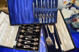 Mixed Lot: Cased fish servers, cased mother of pearl handled dessert cutlery and others (3)