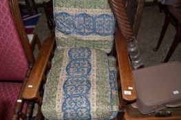 Early 20th Century oak framed recliner chair with pull out foot rest