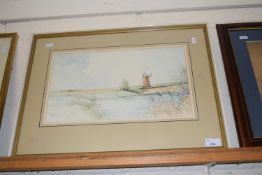 Jason Partner, Howards Mill on the Thurne, watercolour, framed and glazed
