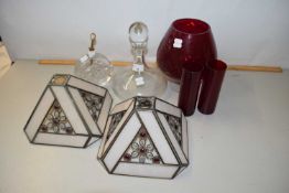 Mixed Lot: Lampshade, decanter and other assorted glass wares