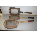Mixed Lot: Three vintage tennis rackets