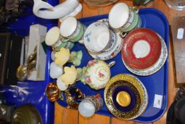 Mixed Lot: Various gilt decorated tea wares, pair of small Carlton ware vases etc