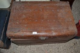 Vintage metal trunk with wood grain finish, 70cm wide