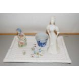 Mixed Lot: Figurines, miniature floral vases, basket effect serving dish etc