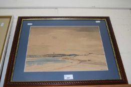 Study of a estuary scene with distant Church, indistinctly signed possibly Arthur Davis