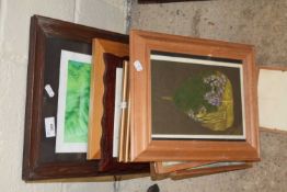 Mixed Lot: Various assorted small coloured prints and pictures to include skeleton leaf pictures