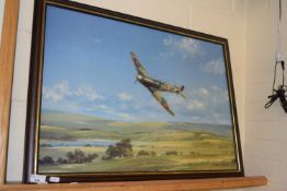 John Young, coloured print of a Spitfire