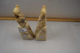 Pair of marble book ends formed as parrots