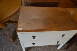 Oak topped painted two drawer chest, 77cm wide