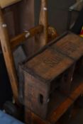 Wooden sack barrow and two vintage crates