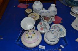 Mixed Lot: Various dressing table items, Wedgwood vase and jar, etc
