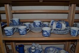 Quantity of James Kent Old Foley blue and white dinner and tea wares