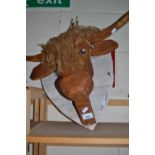 Novelty wooden cows head on shield