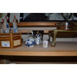 Mixed Lot: Brass trivet, EPNS wine coaster, figurines etc