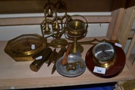 Mixed Lot: Clocks,metal wares, compass etc