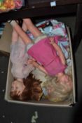 Box of assorted dolls + Games