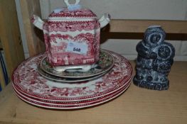 Mixed Lot: Masons Vista sugar dish, Royal Staffordshire Clarice Cliff plates, and an Inuit style