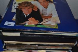 Quantity of assorted LP's and singles to include Wham, Abba, Johnny Cash at San Quentin and others
