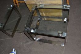 Pair of glass topped coffee tables