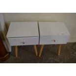 Pair of modern white single drawer bedside tables