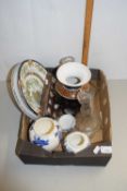 One box of various assorted ceramics, glass candlesticks etc