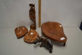 Mixed Lot: Various carved wooden wares, fruit dish etc