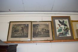 After George Moorland, two coloured prints, partridge and pheasant shooting together with a