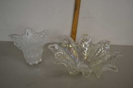 Two frilled glass dishes