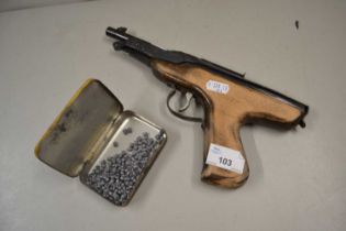 Diana air pistol with tin of pellets