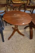 19th Century mahogany supper table with circular top, turned column and tripod base, top 70cm