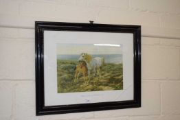 After H W B Davis, coloured print Mother and Son, framed and glazed